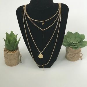 Layered Gold Pendant Necklace